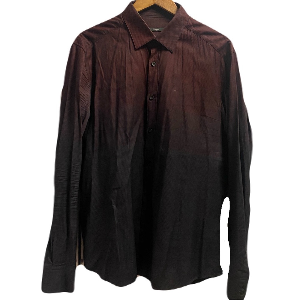 Z Zegna cotton button up ombré shirt-slim fit